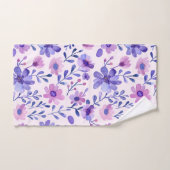 Handgeschilderde paarse bloemen bad handdoek (Handdoek)