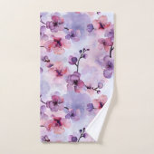 Handgeschilderde paarse bloemen kersenbloesem bad handdoek (Handdoek)