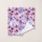 Handgeschilderde paarse bloemen kersenbloesem bad handdoek (Wasdoekje)