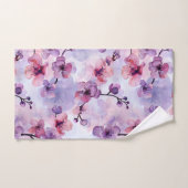 Handgeschilderde paarse bloemen kersenbloesem bad handdoek (Handdoek)