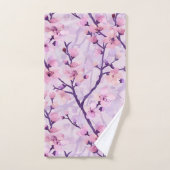 Handgeschilderde paarse kersenbloesems bad handdoek (Handdoek)