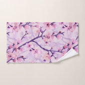Handgeschilderde paarse kersenbloesems bad handdoek (Handdoek)