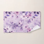 Handgeschilderde paarse kersenbloesems bad handdoek (Handdoek)