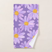 Handgeschilderde paarse madeliefjes bad handdoek (Handdoek)