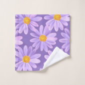 Handgeschilderde paarse madeliefjes bad handdoek (Wasdoekje)