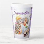 Handgeschilderde Paarse Tabby Cat Cats Latte Mok M (Voorkant)