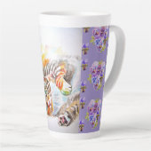 Handgeschilderde paarse tabby kat katten latte mok (Rechterhoek)