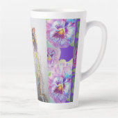 Handgeschilderde Paarse Tuxedo Cat floral Latte Mo Latte Mok (Rechts)