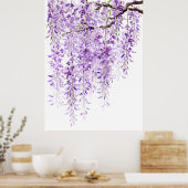 Handgeschilderde paarse Wisteria in bloei 2024 Poster (Keuken)