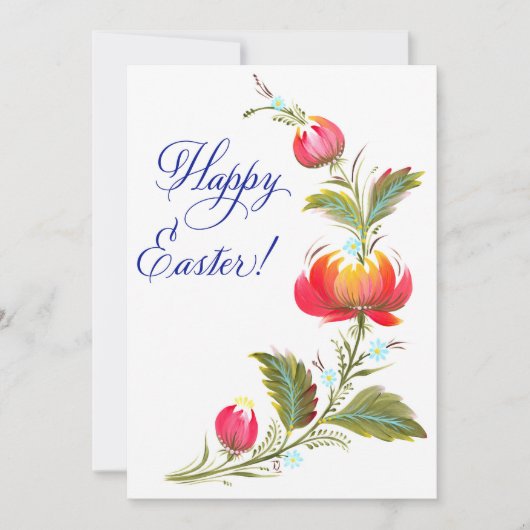 Handgeschilderde paasbloem Kaart (Voorkant)