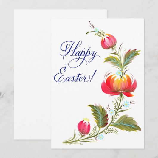 Handgeschilderde paasbloem Kaart (Voorkant / Achterkant)