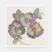 Handgeschilderde Pansy Cocktail servetten met Anti (Voorkant)