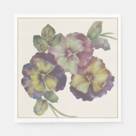 Handgeschilderde Pansy Cocktail servetten met Anti