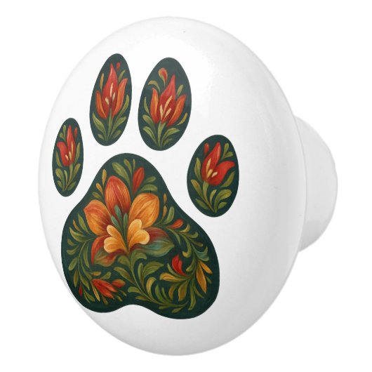 Handgeschilderde Pawprint Design Folk Art Keramisc Keramische Knop (Rechts)