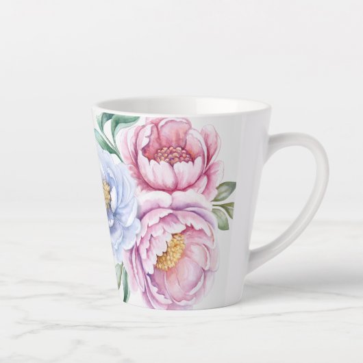 Handgeschilderde pioenrozen Print Latte Mok (Rechts)