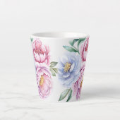Handgeschilderde pioenrozen Print Latte Mok (Voorkant)