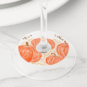 Handgeschilderde pompoenen Waterverf ADD NAME Wijnglaslabel (Dichtbij)