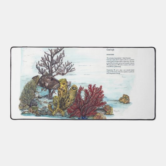 Handgeschilderde print van Coral Reef Muismat Bureaumat (Voorkant)
