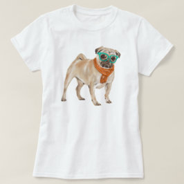 Handgeschilderde Pug Bulldog T-shirt