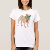 Handgeschilderde Pug Bulldog T-shirt (Voorkant)