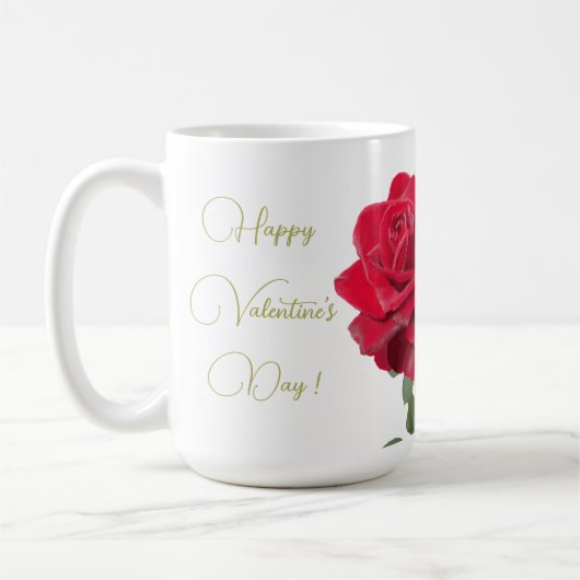 Handgeschilderde rode roos koffiemok (Links)