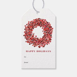 Handgeschilderde rode winterberry krans aangepaste cadeaulabel