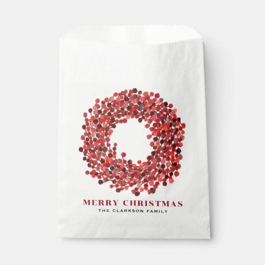 Handgeschilderde rode winterbes krans Kerstmis Bedankzakje (Voorkant)