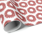 Handgeschilderde rode winterbes krans Kerstmis Cadeaupapier (Rol Hoek)