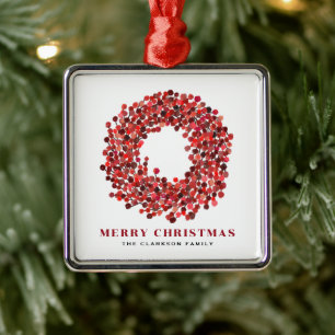 Handgeschilderde rode winterbes krans Kerstmis Metalen Ornament