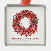 Handgeschilderde rode winterbes krans Kerstmis Metalen Ornament (Voorkant)