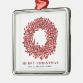 Handgeschilderde rode winterbes krans Kerstmis Metalen Ornament (Links)