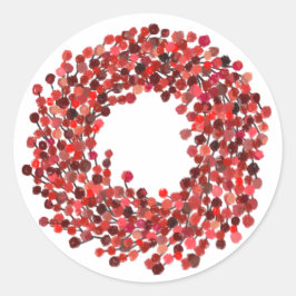 Handgeschilderde rode winterbes krans Kerstmis Ronde Sticker