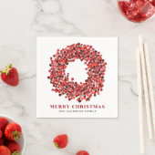 Handgeschilderde rode winterbes krans Kerstmis Servet (Insitu)