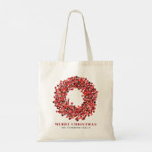 Handgeschilderde rode winterbes krans Kerstmis Tote Bag (Achterkant)