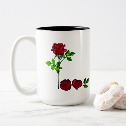 Handgeschilderde Rozen Mok – Romantische Floral Co (Met donut)