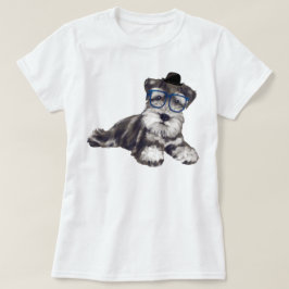 Handgeschilderde Schnauzer Puppy Dog T-shirt