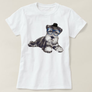 Handgeschilderde Schnauzer Puppy Dog T-shirt