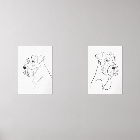 Handgeschilderde Schnauzers Minimalistische Huisdi Muurkunst Sets (Voorkant)
