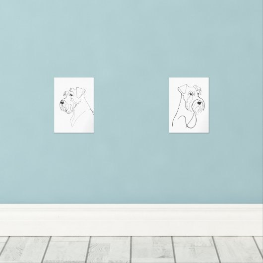 Handgeschilderde Schnauzers Minimalistische Huisdi Muurkunst Sets (Houten vloer)