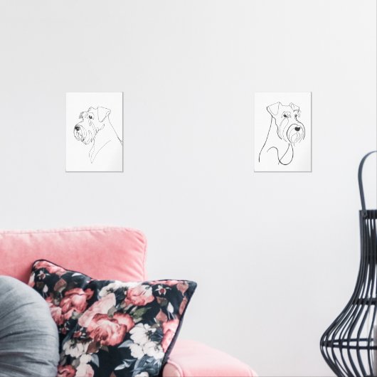 Handgeschilderde Schnauzers Minimalistische Huisdi Muurkunst Sets (Woonkamer)