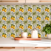 Handgeschilderde Siciliaanse citroenen en bloemenw Tegeltje