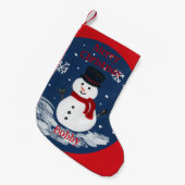 Handgeschilderde Sneeuwman PERSONALISEER Kleine Kerstsok (Voorkant (Hangend))
