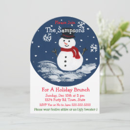 Handgeschilderde sneeuwman PERSONALISEREN boog Kaart