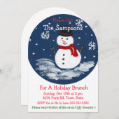 Handgeschilderde sneeuwman PERSONALISEREN boog Kaart (Voorkant / Achterkant)