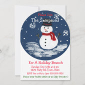 Handgeschilderde sneeuwman PERSONALISEREN boog Kaart (Voorkant)