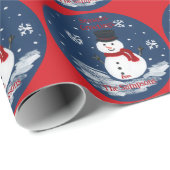 Handgeschilderde Sneeuwman Rood PERSONALISEREN Cadeaupapier (Rol Hoek)
