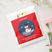 Handgeschilderde Sneeuwman Rood Personalize Treat Bedankzakje (Gezegeld)