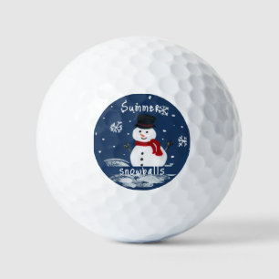 Handgeschilderde sneeuwman sneeuwballen golfballen