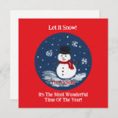 Handgeschilderde Snowman RED Feestdagenkaart (Voorkant / Achterkant)