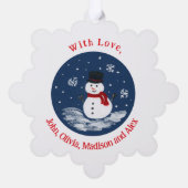 Handgeschilderde Snowman RED Personalize Ornament Kaart (Achterkant)